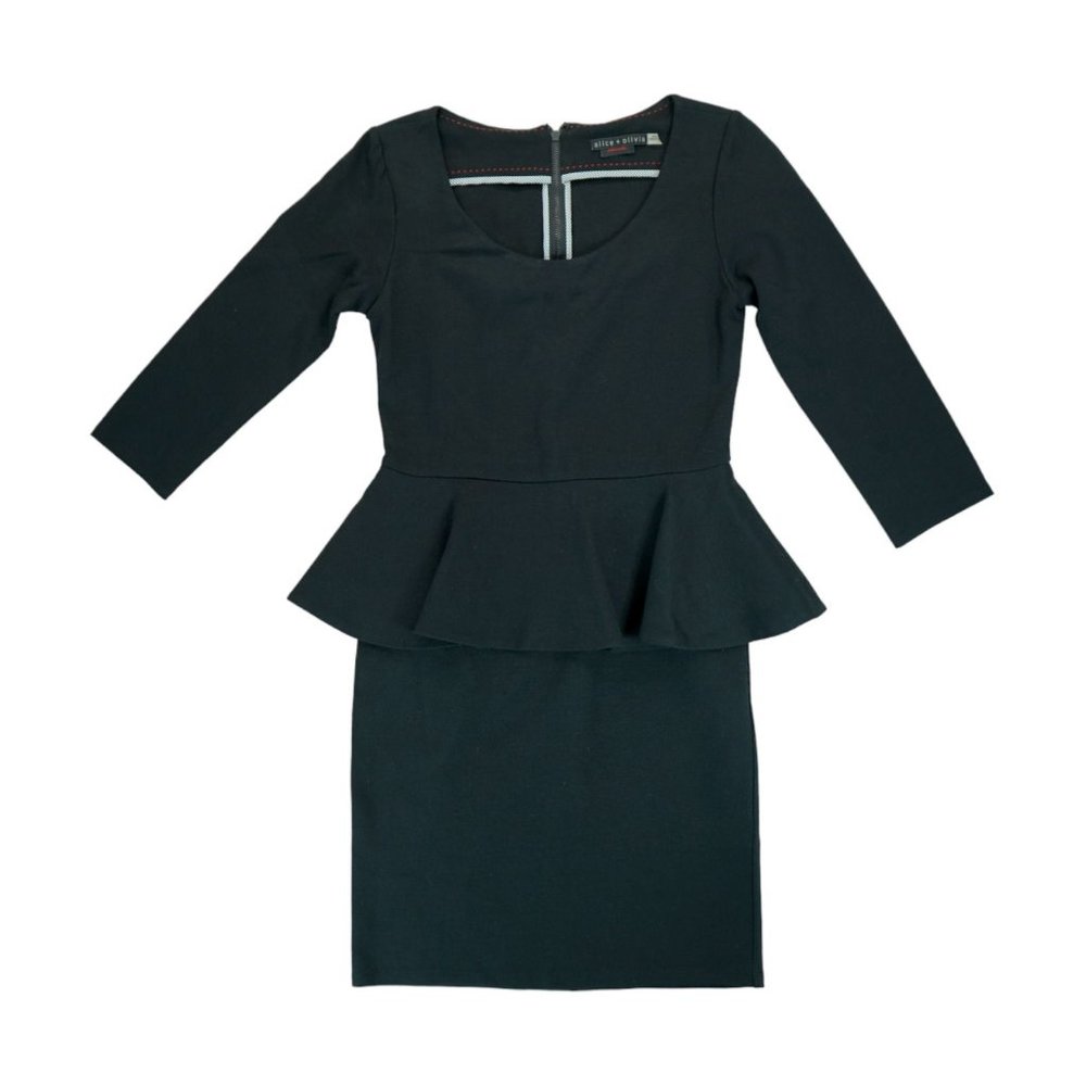 Alice + Olivia Black Peplum Sheath Dress